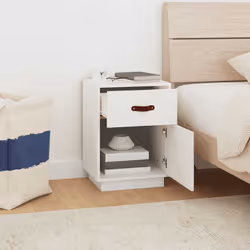 vidaXL 1/2x Solid Wood Pine Bedside Cabinet Wooden End Table Multi Colours - White, 2