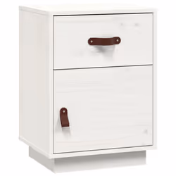 vidaXL 1/2x Solid Wood Pine Bedside Cabinet Wooden End Table Multi Colours - White, 2