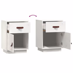 vidaXL 1/2x Solid Wood Pine Bedside Cabinet Wooden End Table Multi Colours - White, 2 - Additional view 7