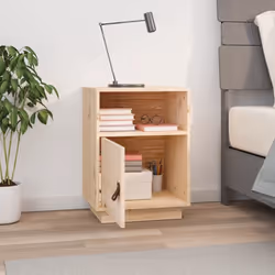 vidaXL 1/2x Solid Wood Pine Bedside Cabinet Nightstand End Table Multi Colours - Brown, 1