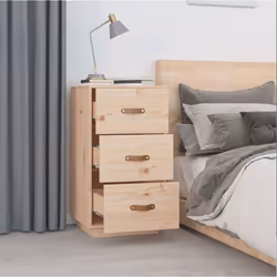 vidaXL 1/2x Solid Wood Pine Bedside Cabinet Nightstand End Table Multi Colours - Brown