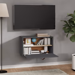 vidaXL Solid Wood Pine Wall Cabinet Wooden Floating Wall Unit Multi Colours - Grey - Additional view 7