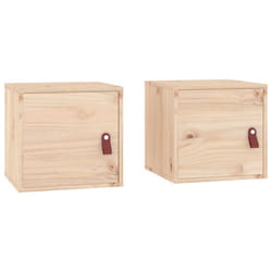 vidaXL Wall Cabinet Hanging Storage Cabinet Wall Cupboard Solid Wood Pine - brown, 2 pcs