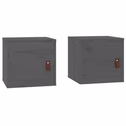 vidaXL Wall Cabinet Hanging Storage Cabinet Wall Cupboard Solid Wood Pine - grey, 2 pcs