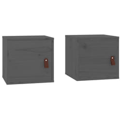 vidaXL Wall Cabinet Hanging Storage Cabinet Wall Cupboard Solid Wood Pine - grey, 2 pcs