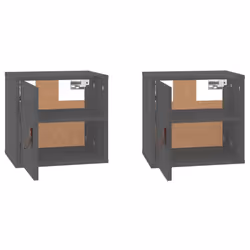 vidaXL Wall Cabinet Hanging Storage Cabinet Wall Cupboard Solid Wood Pine - grey, 2 pcs - Additional view 5