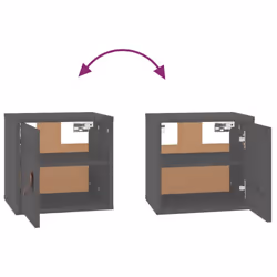 vidaXL Wall Cabinet Hanging Storage Cabinet Wall Cupboard Solid Wood Pine - grey, 2 pcs - Additional view 6