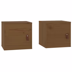 vidaXL Wall Cabinet Hanging Storage Cabinet Wall Cupboard Solid Wood Pine - honey brown, 2 pcs