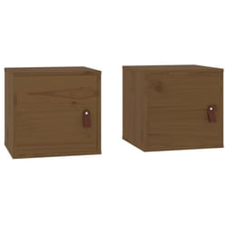 vidaXL Wall Cabinet Hanging Storage Cabinet Wall Cupboard Solid Wood Pine - honey brown, 2 pcs