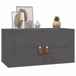 vidaXL Wall Cabinet Hanging Storage Cabinet Wall Cupboard Solid Wood Pine - Grey, 2 - Additional view 6