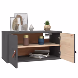 vidaXL Wall Cabinet Hanging Storage Cabinet Wall Cupboard Solid Wood Pine - Grey, 2 - Additional view 7