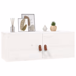 vidaXL Wall Cabinet Hanging Storage Cabinet Wall Cupboard Solid Wood Pine - White, 2 - Additional view 6