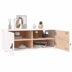 vidaXL Wall Cabinet Hanging Storage Cabinet Wall Cupboard Solid Wood Pine - White, 2 - Additional view 7