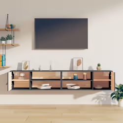 vidaXL 1/2x Solid Wood Pine Wall Cabinet Floating Rack Wall Unit Multi Colours - Grey, 2 - Additional view 2