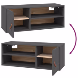 vidaXL 1/2x Solid Wood Pine Wall Cabinet Floating Rack Wall Unit Multi Colours - Grey, 2 - Additional view 9