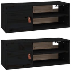 VidaXL 818394 shelve Pine, Faux leather Black