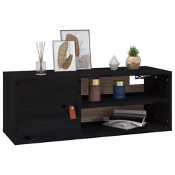 VidaXL 818394 shelve Pine, Faux leather Black - Additional view 4