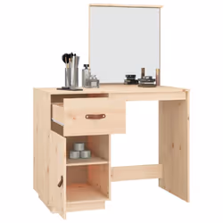 vidaXL Solid Wood Pine Dressing Table Wooden Desk Cosmetic Table Multi Colours - Brown - Additional view 5