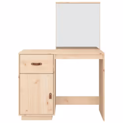 vidaXL Solid Wood Pine Dressing Table Wooden Desk Cosmetic Table Multi Colours - Brown - Additional view 6