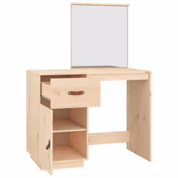 vidaXL Solid Wood Pine Dressing Table Wooden Desk Cosmetic Table Multi Colours - Brown - Additional view 8