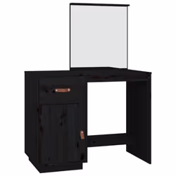 vidaXL Solid Wood Pine Dressing Table Wooden Desk Cosmetic Table Multi Colours - Black