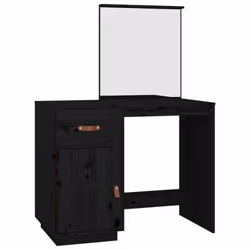 vidaXL Solid Wood Pine Dressing Table Wooden Desk Cosmetic Table Multi Colours - Black