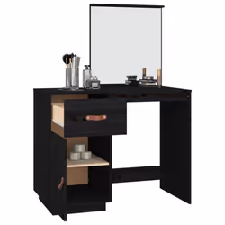vidaXL Solid Wood Pine Dressing Table Wooden Desk Cosmetic Table Multi Colours - Black - Additional view 5