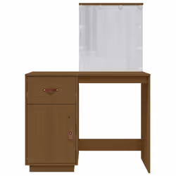 vidaXL Solid Wood Pine Dressing Table with LED Home Vanity Desk Multi Colours - Honey brown - Additional view 5