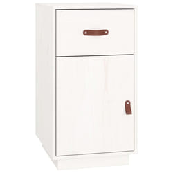 vidaXL Solid Wood Pine Desk Cabinet Home Office Desk Organiser Multi Colours - White