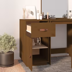 vidaXL Solid Wood Pine Desk Cabinet Home Office Desk Organiser Multi Colours - Honey brown - Additional view 4