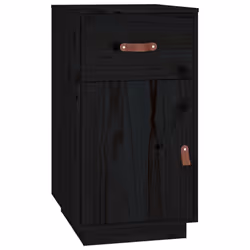 vidaXL Solid Wood Pine Desk Cabinet Home Office Desk Organiser Multi Colours - Black