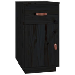 vidaXL Solid Wood Pine Desk Cabinet Home Office Desk Organiser Multi Colours - Black
