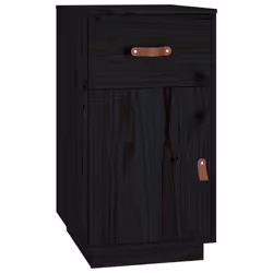 vidaXL Solid Wood Pine Desk Cabinet Home Office Desk Organiser Multi Colours - Black