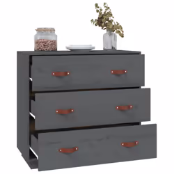 vidaXL Sideboard Side Cabinet Home Organiser Storage Cupboard Solid Wood Pine - Grey - Additional view 6