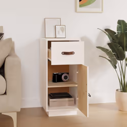 vidaXL Solid Wood Pine Sideboard Wooden Home Organiser Cupboard Multi Colours - White