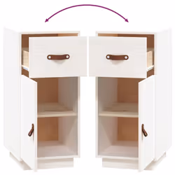 vidaXL Solid Wood Pine Sideboard Wooden Home Organiser Cupboard Multi Colours - White - Additional view 8