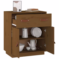 vidaXL Solid Wood Pine Sideboard Wooden Cabinet Home Organiser Multi Colours - Honey Brown - Additional view 6