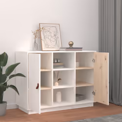 vidaXL Solid Wood Pine Sideboard Wooden Home Organiser Cupboard Multi Colours - White - Additional view 5