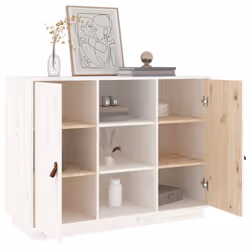 vidaXL Solid Wood Pine Sideboard Wooden Home Organiser Cupboard Multi Colours - White - Additional view 7