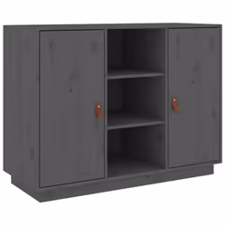 vidaXL Solid Wood Pine Sideboard Wooden Home Organiser Cupboard Multi Colours - Grey