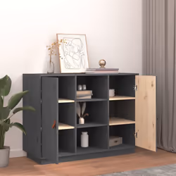 vidaXL Solid Wood Pine Sideboard Wooden Home Organiser Cupboard Multi Colours - Grey - Additional view 5
