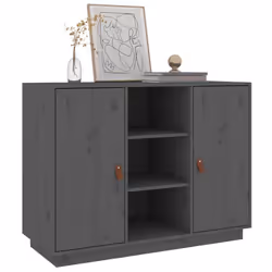vidaXL Solid Wood Pine Sideboard Wooden Home Organiser Cupboard Multi Colours - Grey - Additional view 6