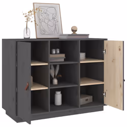 vidaXL Solid Wood Pine Sideboard Wooden Home Organiser Cupboard Multi Colours - Grey - Additional view 7