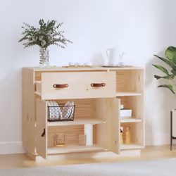 vidaXL Solid Wood Pine Sideboard Home Organiser Side Cabinet Multi Colours - brown