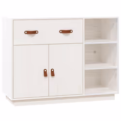 vidaXL Solid Wood Pine Sideboard Home Organiser Side Cabinet Multi Colours - white