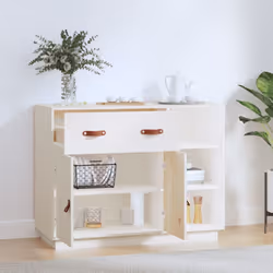vidaXL Solid Wood Pine Sideboard Home Organiser Side Cabinet Multi Colours - white