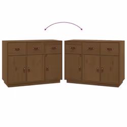 vidaXL Solid Wood Pine Sideboard Wooden Side Cabinet Cupboard Multi Colours - Honey brown - Additional view 7