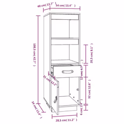 vidaXL Solid Wood Pine Highboard High Sideboard Cabinet Cupboard Multi Colours - Grey - Additional view 4