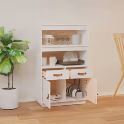 vidaXL Solid Wood Pine Highboard Wooden Buffet Cabinet Cupboard Multi Colours - White
