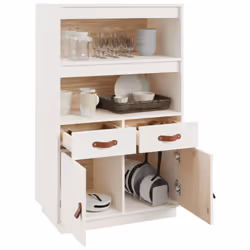 vidaXL Solid Wood Pine Highboard Wooden Buffet Cabinet Cupboard Multi Colours - White - Additional view 4